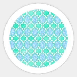 Moroccan Aqua Doodle pattern in mint green, blue & white Sticker